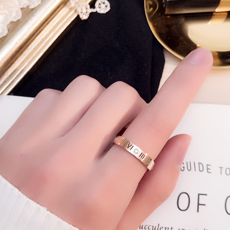 Women's ring with Roman numerals and sparkling zirconia Nin Boutique