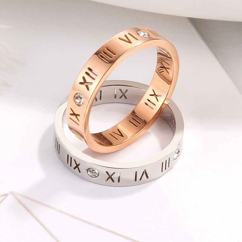 Women's ring with Roman numerals and sparkling zirconia Nin Boutique