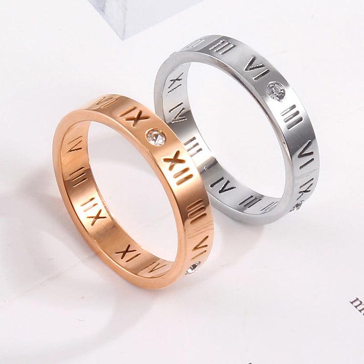 Women's ring with Roman numerals and sparkling zirconia Nin Boutique