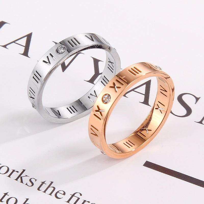 Women's ring with Roman numerals and sparkling zirconia Nin Boutique