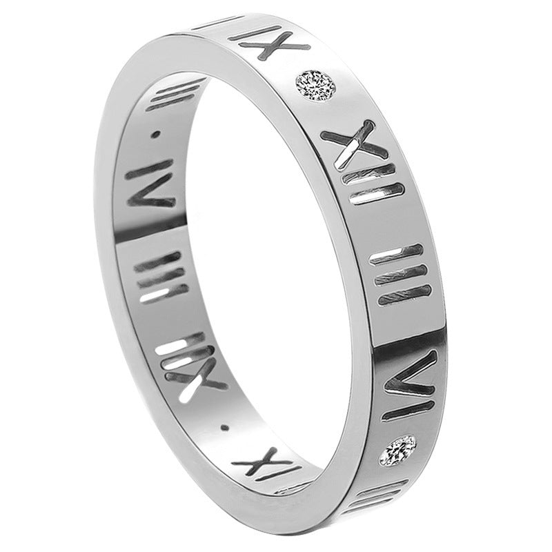 Women's ring with Roman numerals and sparkling zirconia Nin Boutique
