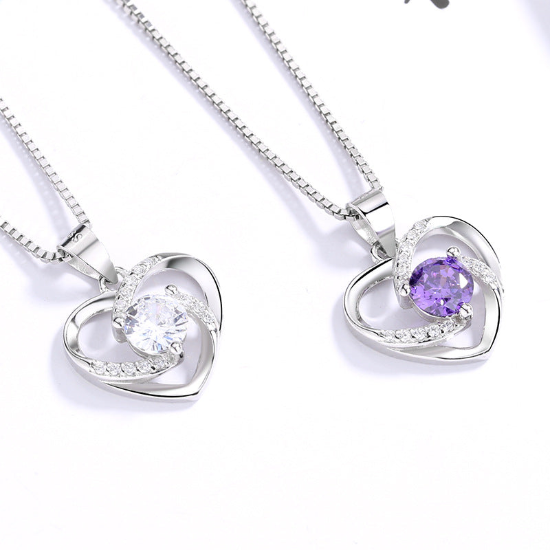 Women's necklace with heart-shaped pendant and sparkling zirconia Nin Boutique