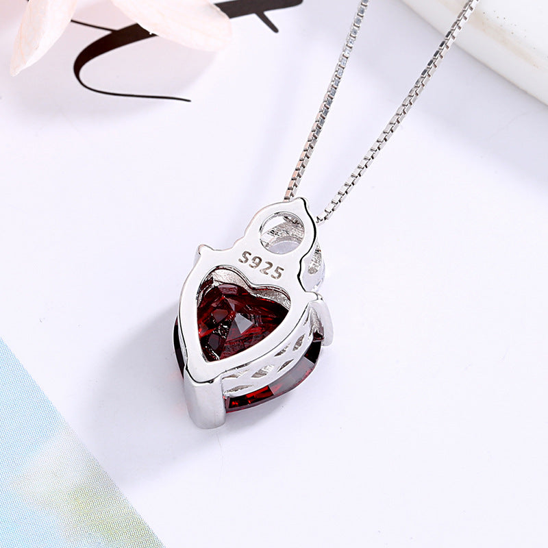 Women’s necklace with heart-shaped ruby pendant and sparkling zirconia Nin Boutique