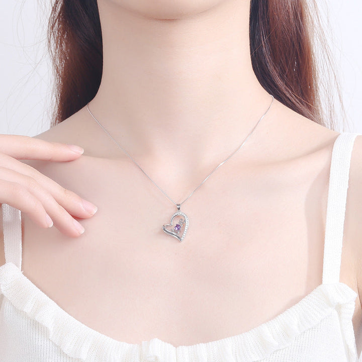 Women's necklace with stylish heart pendant and sparkling zirconia stones Nin Boutique