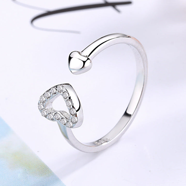 Women's Open Ring with Sparkling Heart Design Nin Boutique