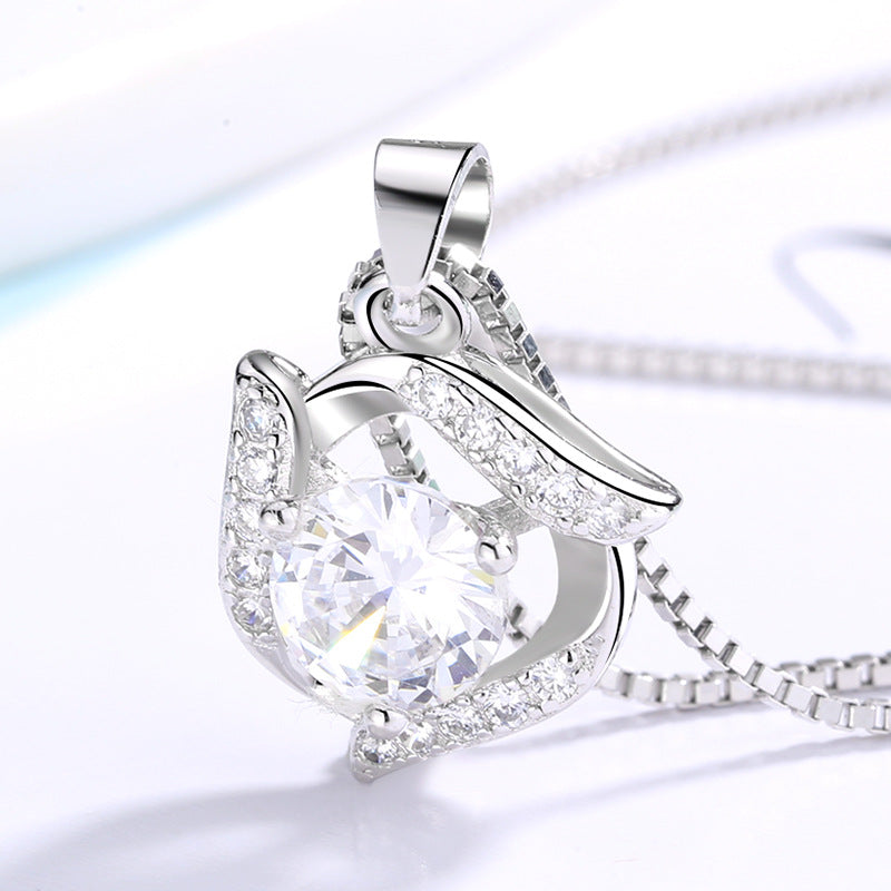Women’s necklace with sparkling amethyst pendant and elegant stainless steel details Nin Boutique