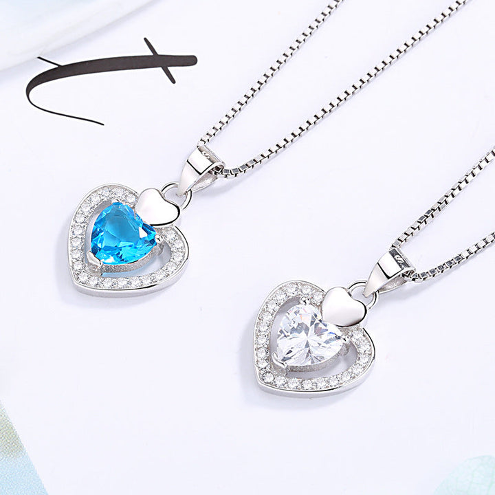 Women's necklace with double heart pendant and sparkling zirconia Nin Boutique