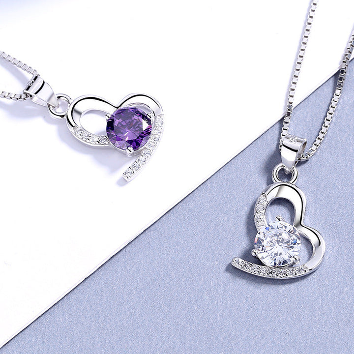 Women's necklace with unique heart-shaped pendant and shining gemstone Nin Boutique