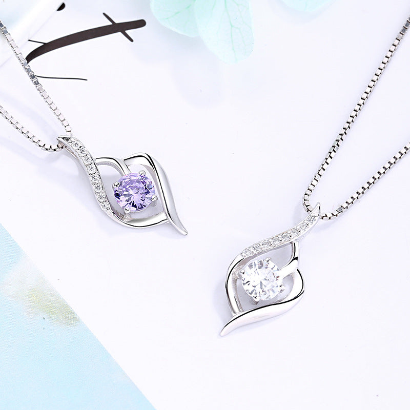 Women's pendant necklace with sparkling purple stone and artistic design Nin Boutique