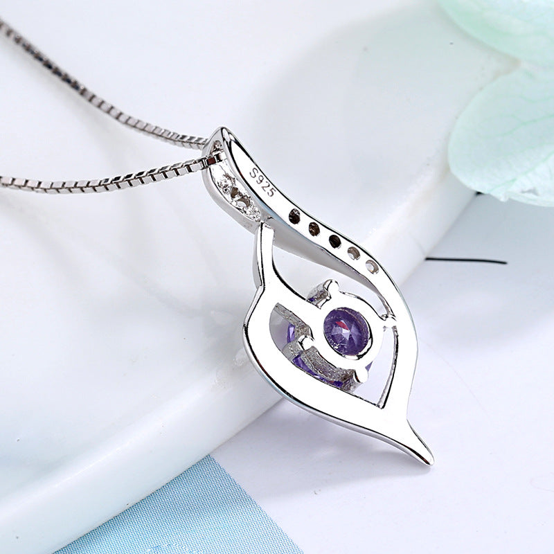 Women's pendant necklace with sparkling purple stone and artistic design Nin Boutique