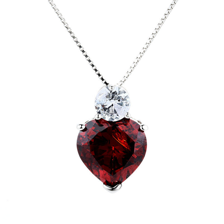 Women’s necklace with heart-shaped ruby pendant and sparkling zirconia Nin Boutique