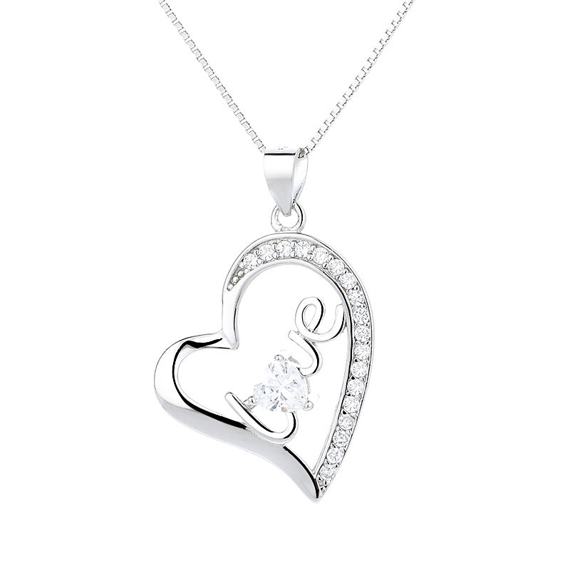 Women's necklace with stylish heart pendant and sparkling zirconia stones Nin Boutique
