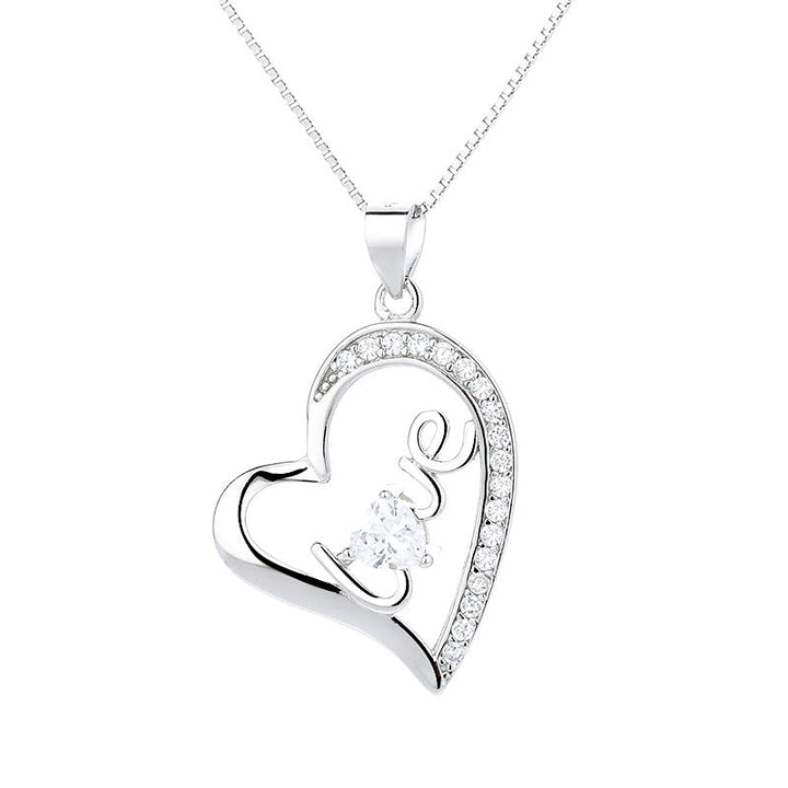 Women's necklace with stylish heart pendant and sparkling zirconia stones Nin Boutique