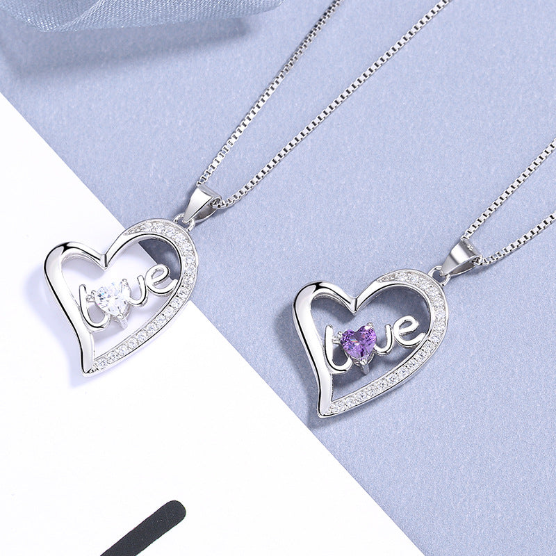 Women's necklace with stylish heart pendant and sparkling zirconia stones Nin Boutique