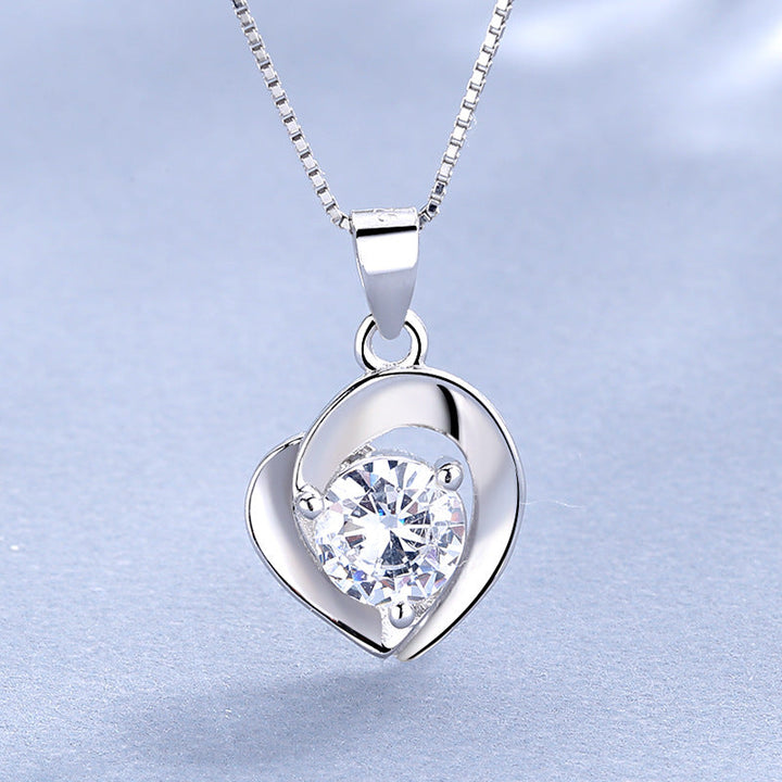 Ladies Necklace with Stylish Heart Pendant and Sparkling Zircon Nin Boutique