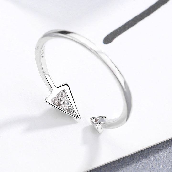 Ladies Open Ring with elegant triangle design and sparkling zirconia Nin Boutique