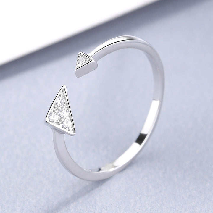 Ladies Open Ring with elegant triangle design and sparkling zirconia Nin Boutique