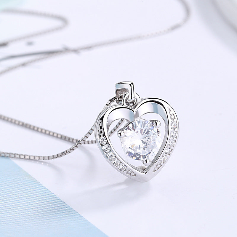 Women's pendant necklace with sparkling violet stone and elegant heart design Nin Boutique