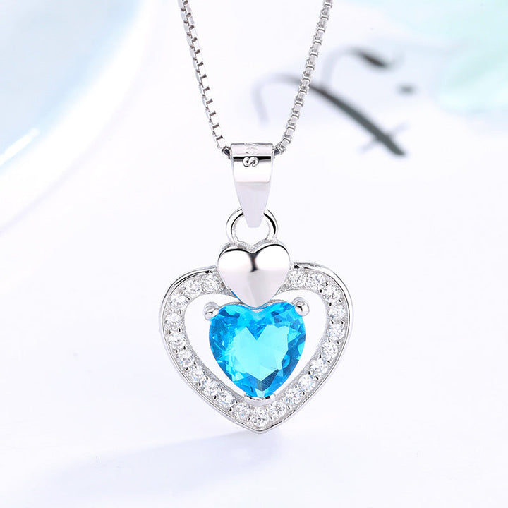 Women's necklace with double heart pendant and sparkling zirconia Nin Boutique