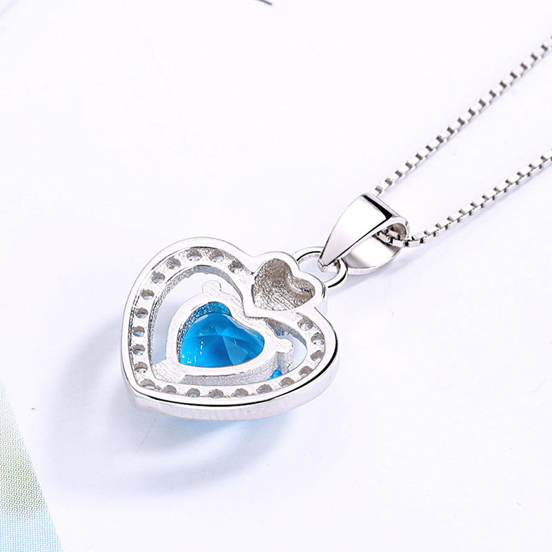 Women's necklace with double heart pendant and sparkling zirconia Nin Boutique