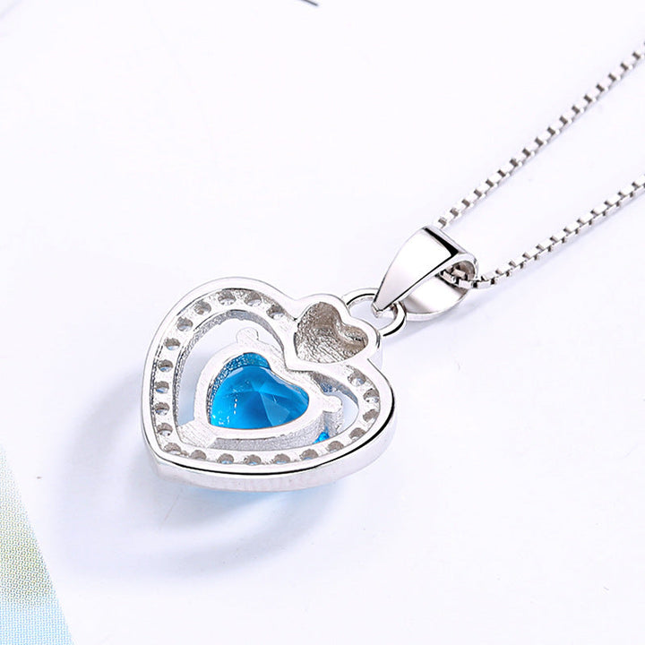 Women's necklace with double heart pendant and sparkling zirconia Nin Boutique