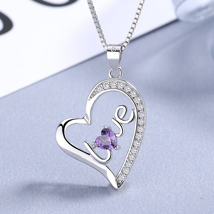 Women's necklace with stylish heart pendant and sparkling zirconia stones Nin Boutique