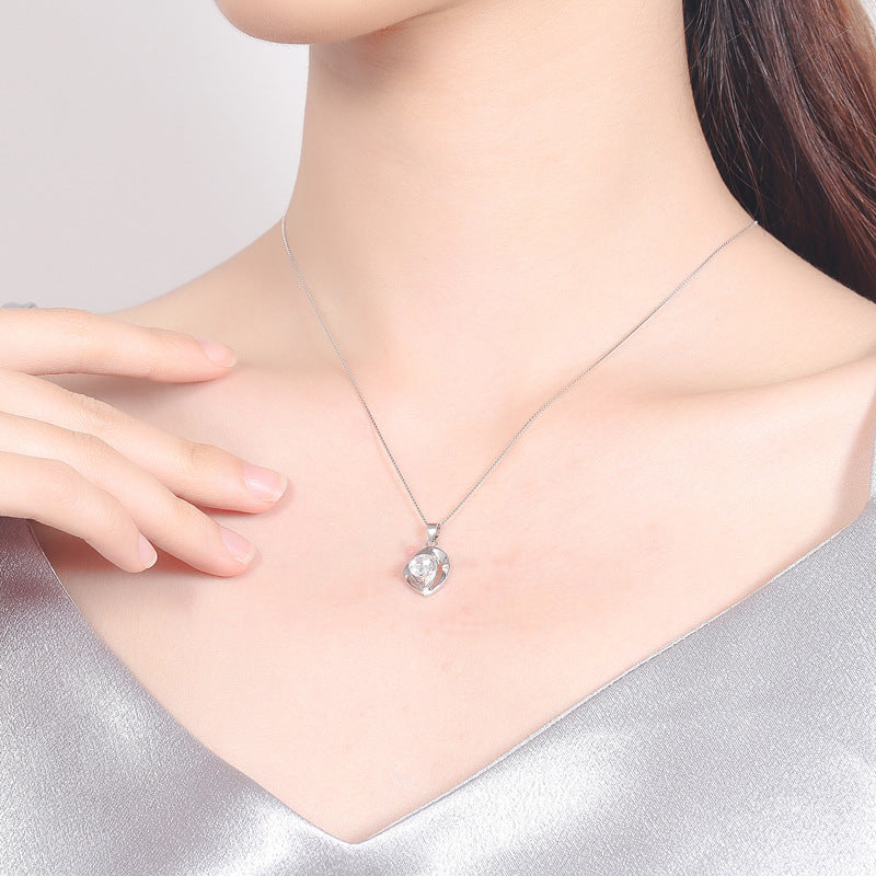 Ladies Necklace with Stylish Heart Pendant and Sparkling Zircon Nin Boutique