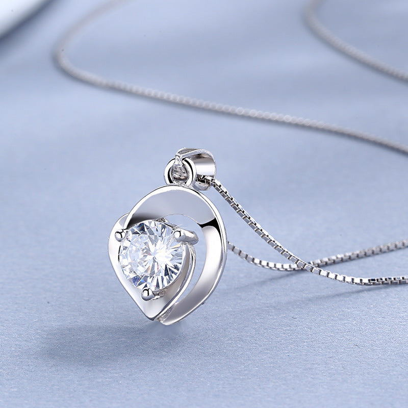 Ladies Necklace with Stylish Heart Pendant and Sparkling Zircon Nin Boutique