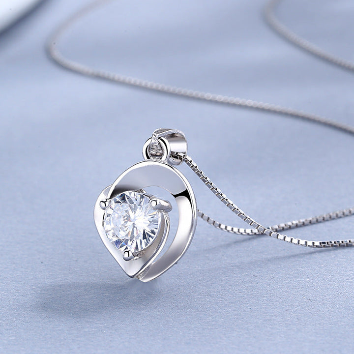 Ladies Necklace with Stylish Heart Pendant and Sparkling Zircon Nin Boutique