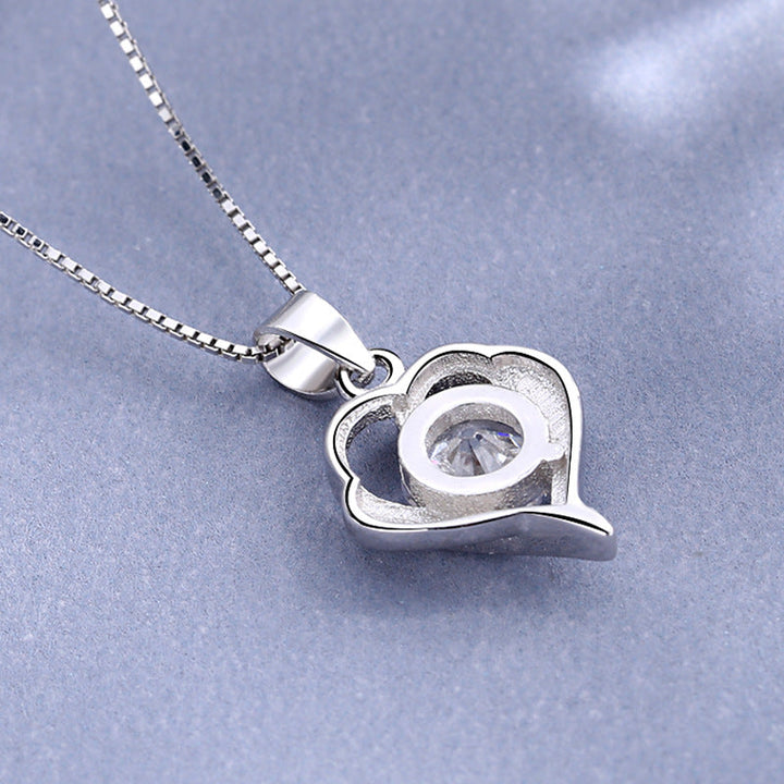Women's necklace with sparkling heart pendant and elegant silver clasp Nin Boutique