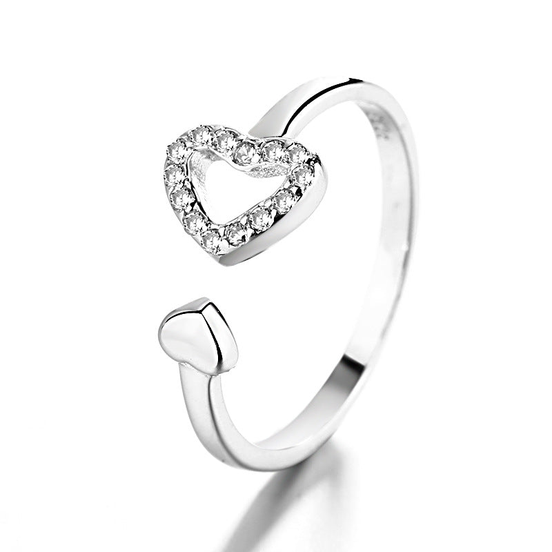 Women's Open Ring with Sparkling Heart Design Nin Boutique