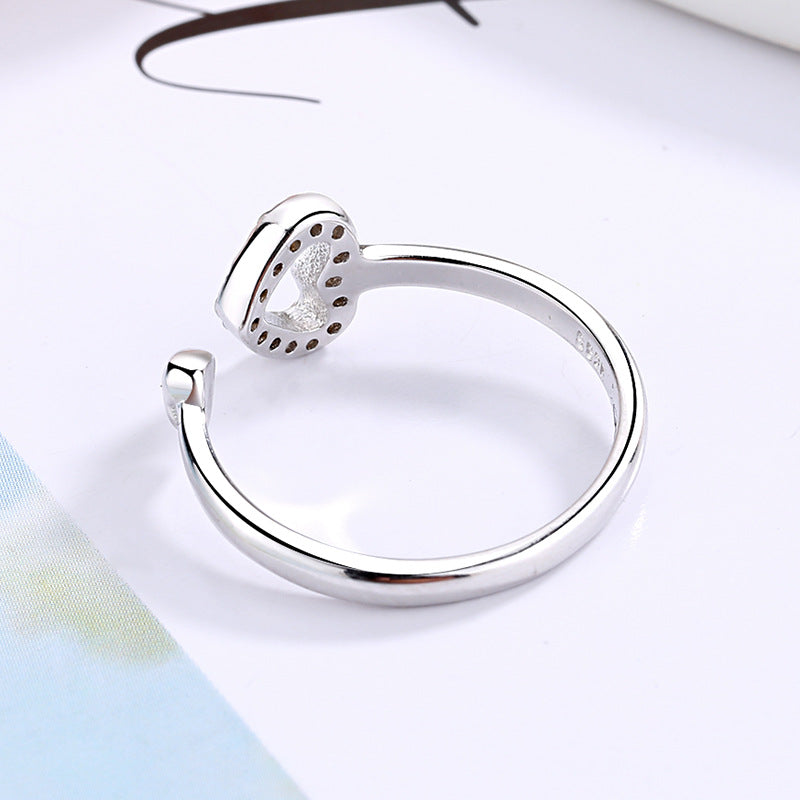 Women's Open Ring with Sparkling Heart Design Nin Boutique