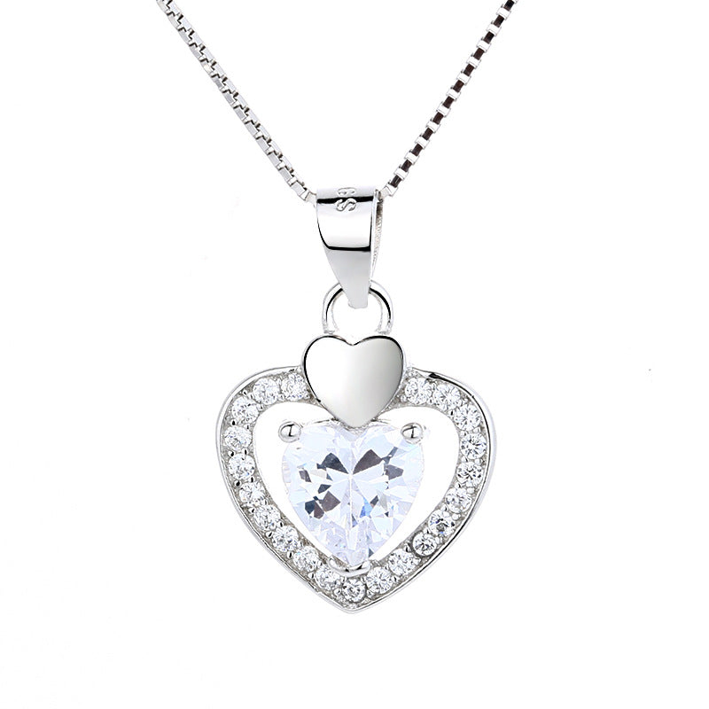 Women's necklace with double heart pendant and sparkling zirconia Nin Boutique