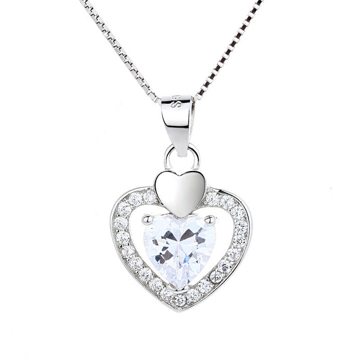 Women's necklace with double heart pendant and sparkling zirconia Nin Boutique