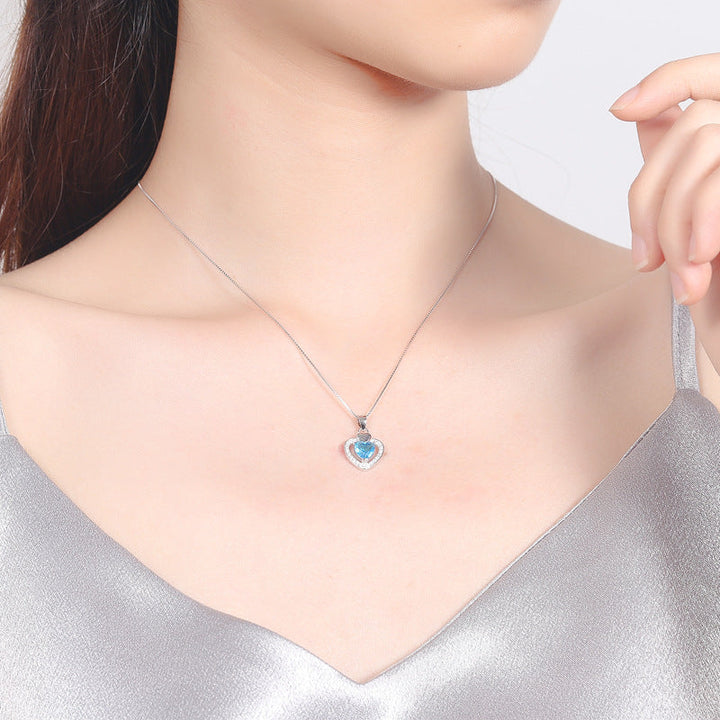 Women's necklace with double heart pendant and sparkling zirconia Nin Boutique