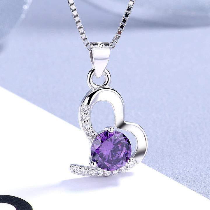 Women's necklace with unique heart-shaped pendant and shining gemstone Nin Boutique