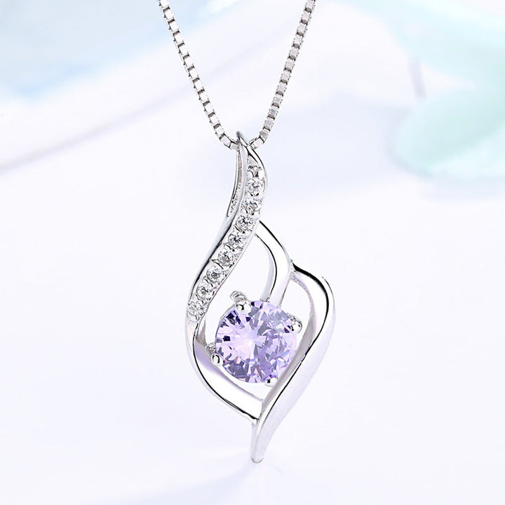 Women's pendant necklace with sparkling purple stone and artistic design Nin Boutique