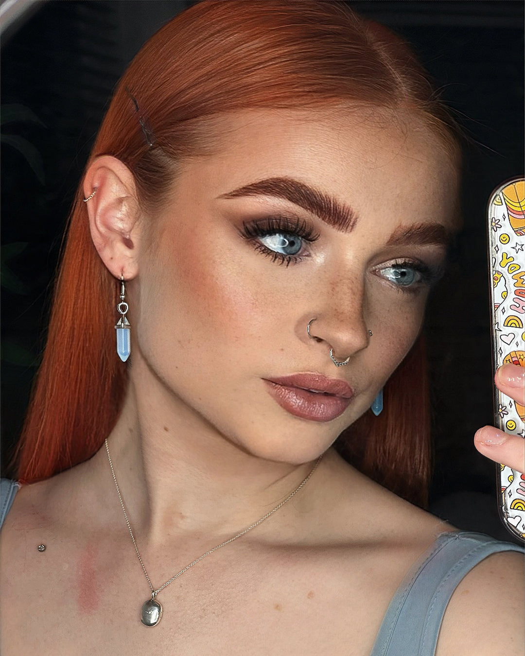 Silver Opal Crystal Drop Charm Earrings | Nin Boutique