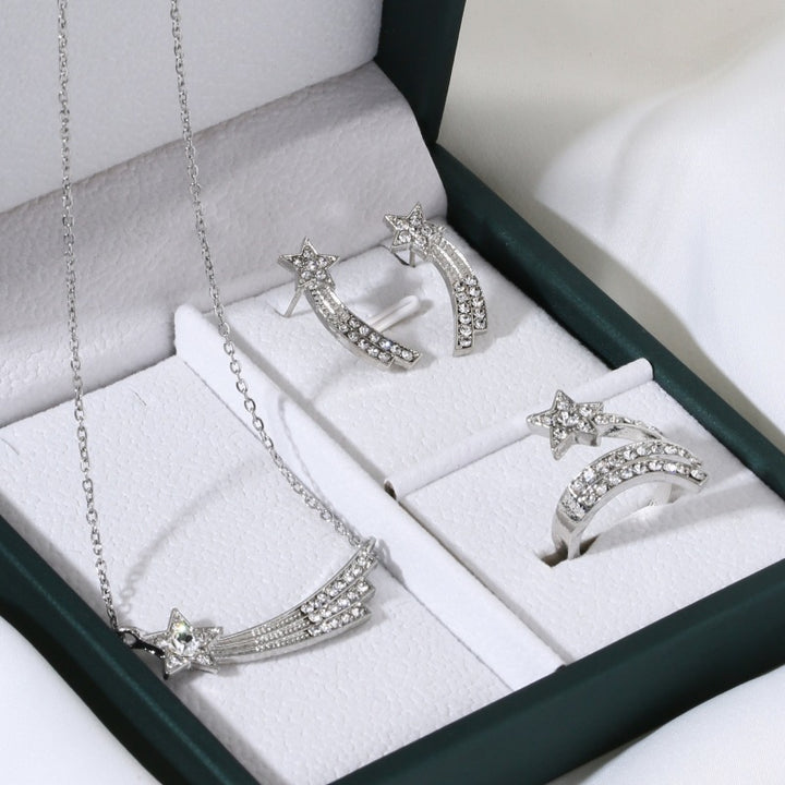 Women's adjustable star trail crystal wrap cocktail ring Nin Boutique