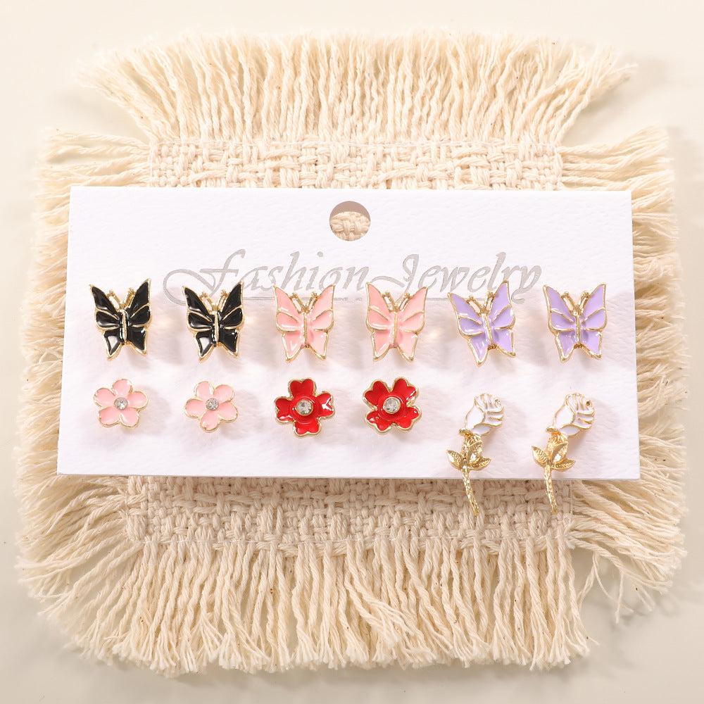 Ladies earring set with playful animal and mushroom design Nin Boutique