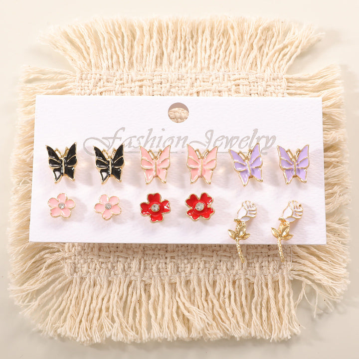 Ladies earring set with playful animal and mushroom design Nin Boutique
