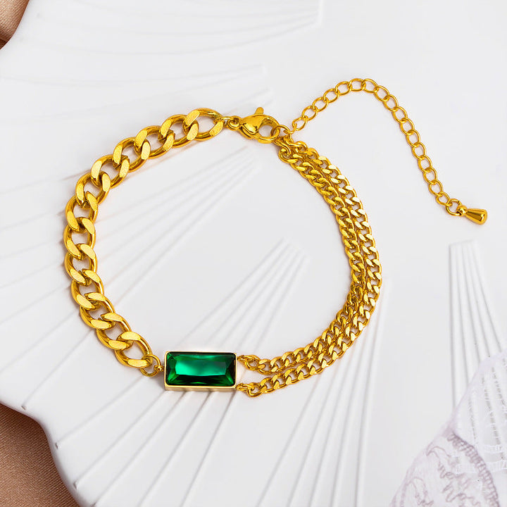 Women's ankle bracelet with luxurious green crystal element Nin Boutique