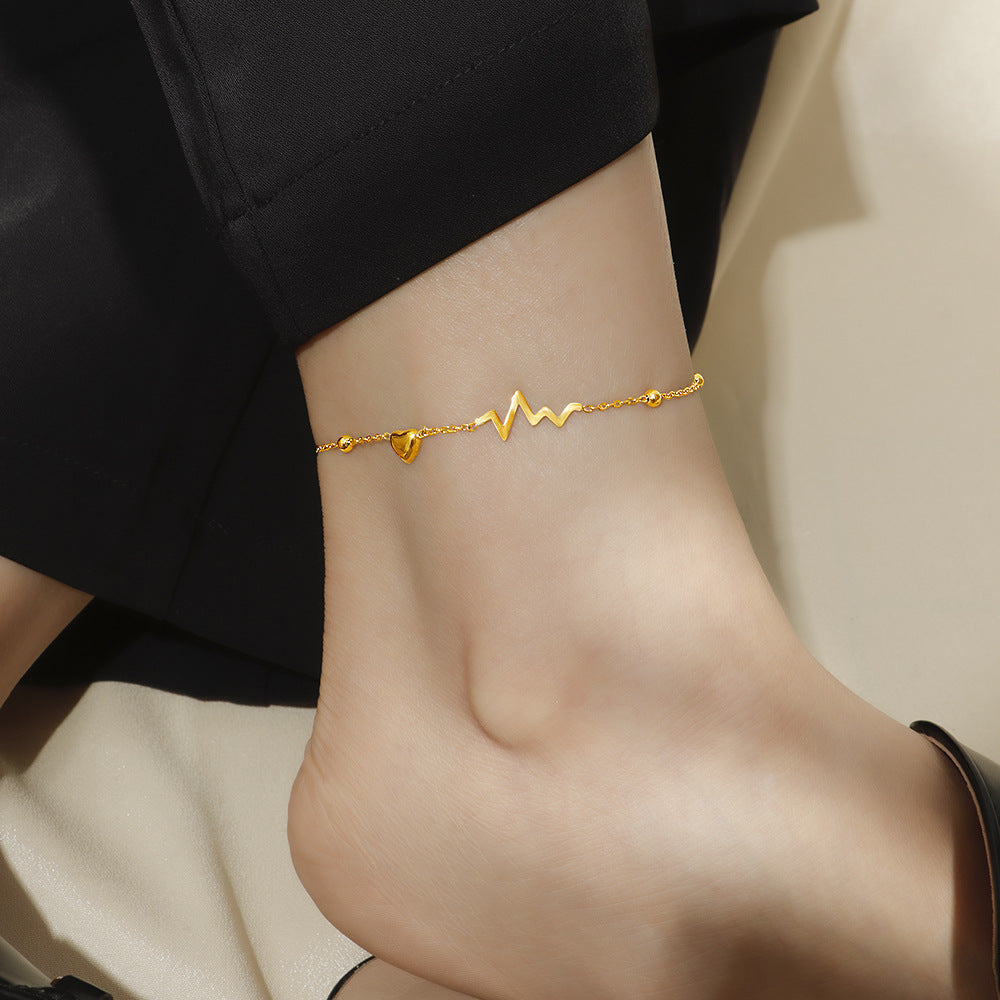 Ladies delicate ankle chain with heart-shaped and pulsating design Nin Boutique