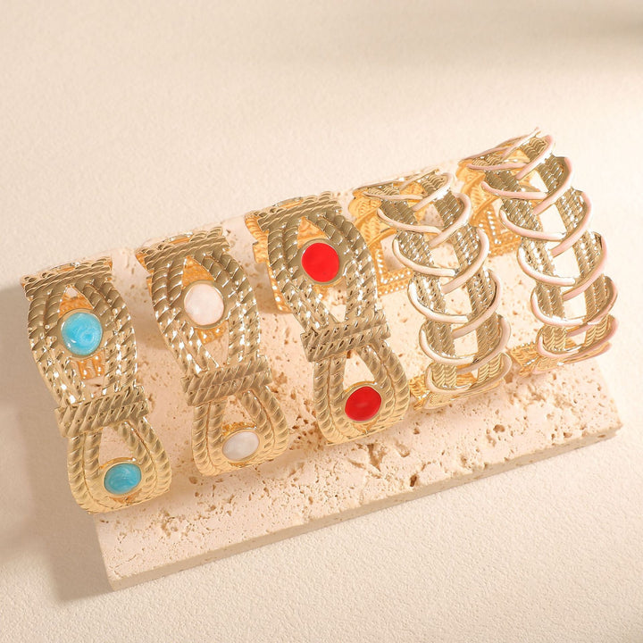 Women Open Bangle with Artistic Braided Pattern Nin Boutique