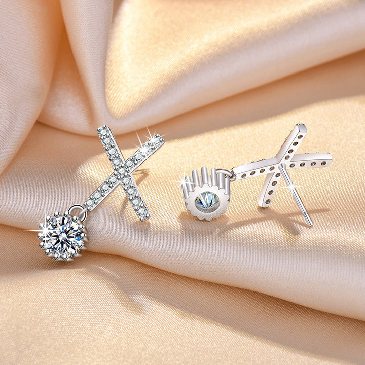 Ladies Sparkling Ear Hoops with Cross-Shaped Design Nin Boutique