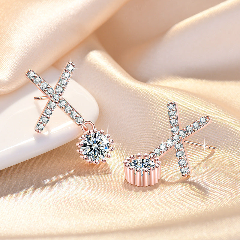 Ladies Sparkling Ear Hoops with Cross-Shaped Design Nin Boutique