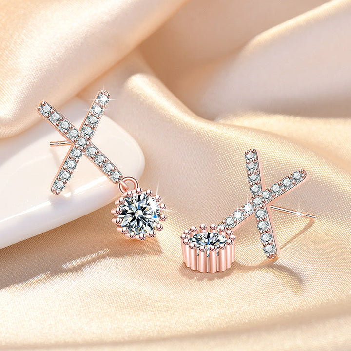 Ladies Sparkling Ear Hoops with Cross-Shaped Design Nin Boutique