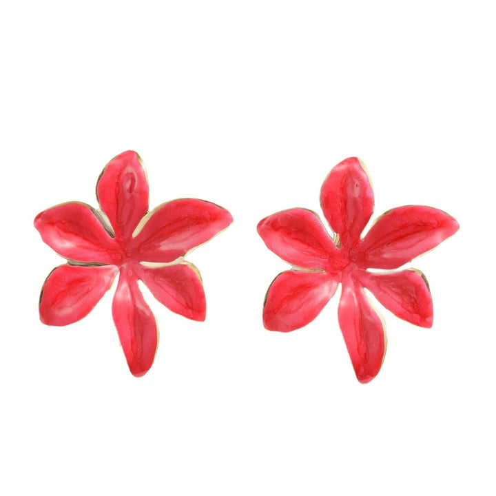 Ladies earrings with floral design and elegant gold rim Nin Boutique