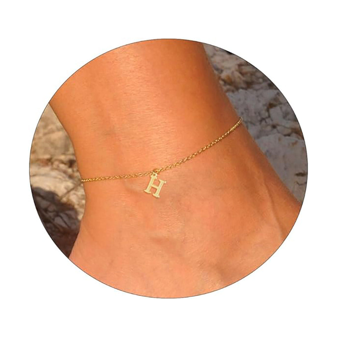 Women's ankle bracelet with personalized initial Nin Boutique
