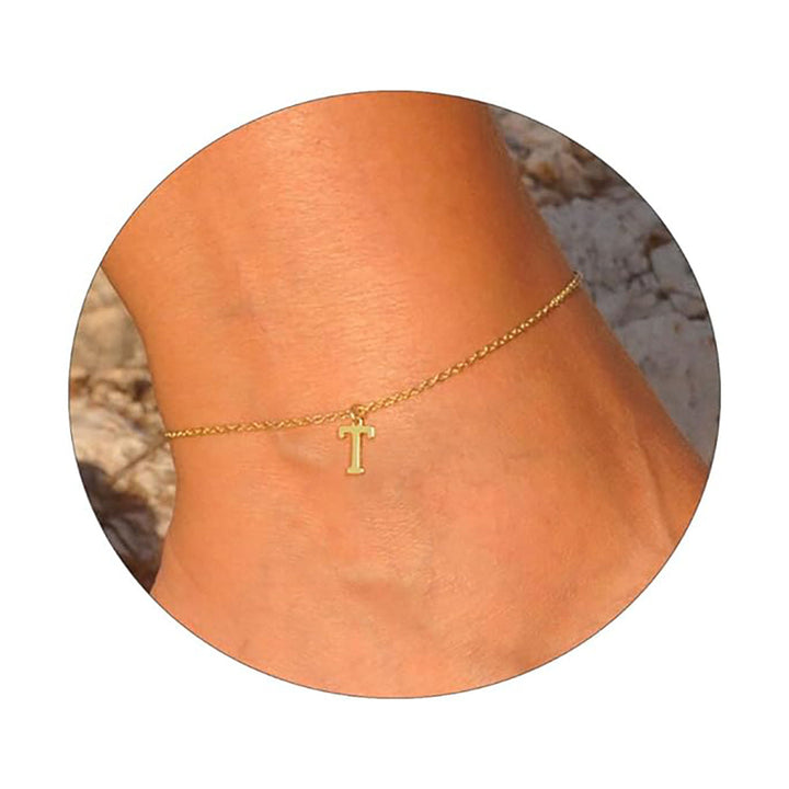 Women's ankle bracelet with personalized initial Nin Boutique
